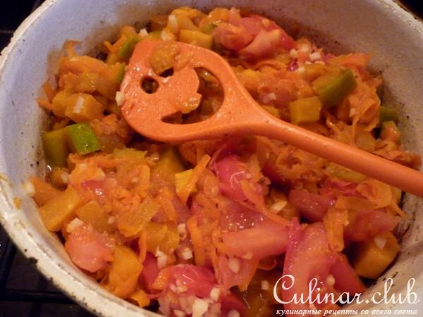 Куриные сердечки с чечевицей 