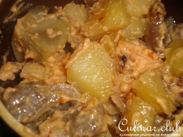 Жаркое из куриных потрохов