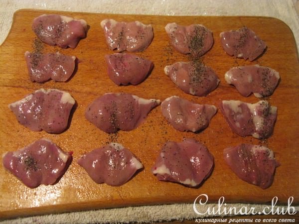 Отбивные из куриных сердец " Семечки "