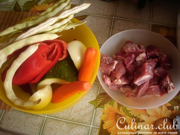 Густое рагу из свинины с овощами. Воскресный обед. 