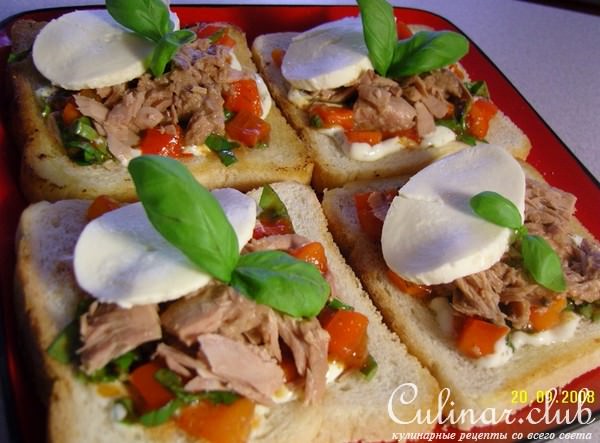 Тосты с тунцом и моццарелой