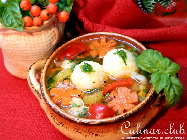 Легкий суп "ОСЕННИЙ НОКТЮРН" овощной с рисово- сырными шариками с мясной начинкой.