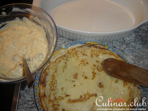 Запечёные блинчики с творогом, фундуком и изюмом