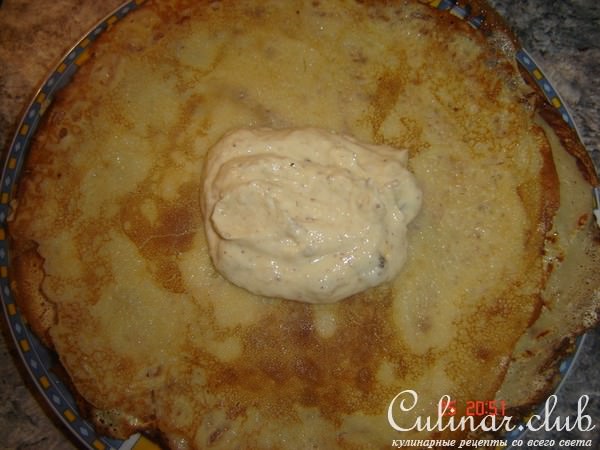 Запечёные блинчики с творогом, фундуком и изюмом