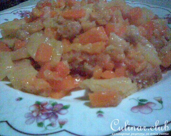 Тыква, запеченная с ананасом и курагой.