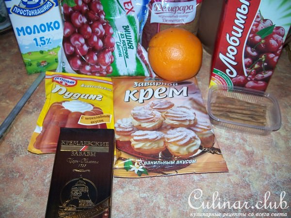 Двойной шоколадный пудинг с вишнями