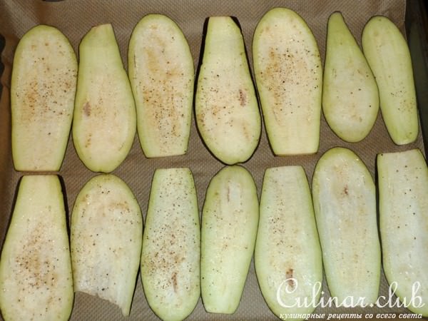 Оригинальная "Лазанья" с баклажаном и рисом к куриным отбивным