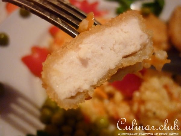 Пшенная каша на гарнир с наггетсами из мяса цыплёнка "Золотой Петушок"