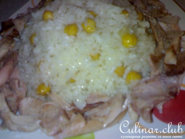 плов с нутом и отварной курицой