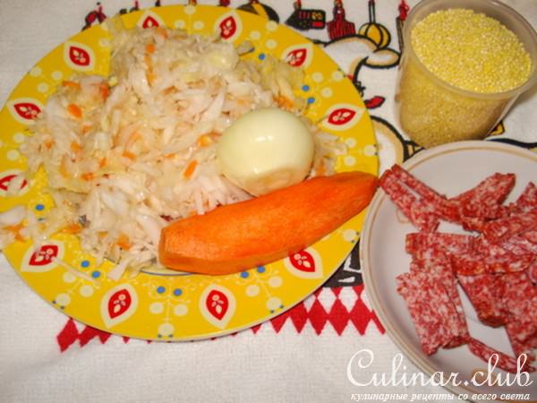 Каша пшенная с квашеной капустой