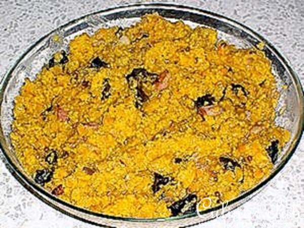 Кукурузная каша с желтой чечевицей