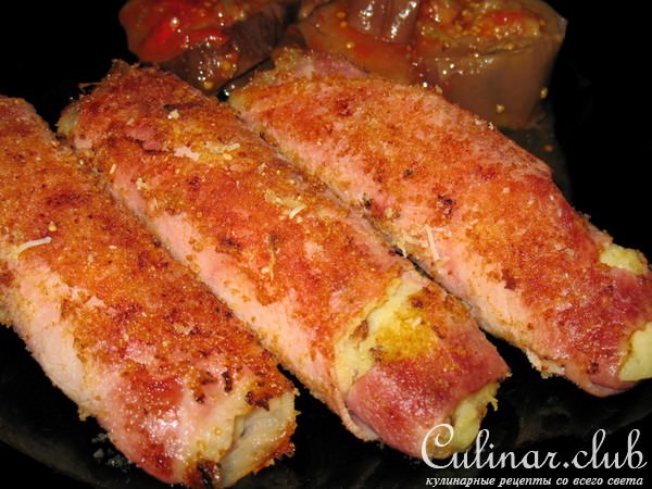 Ветчинные рулетики с картошкой и колбасками