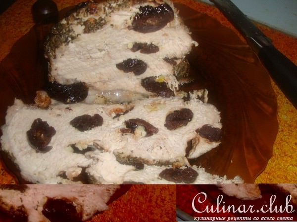 Свинина запечённая с чесноком и черносливом