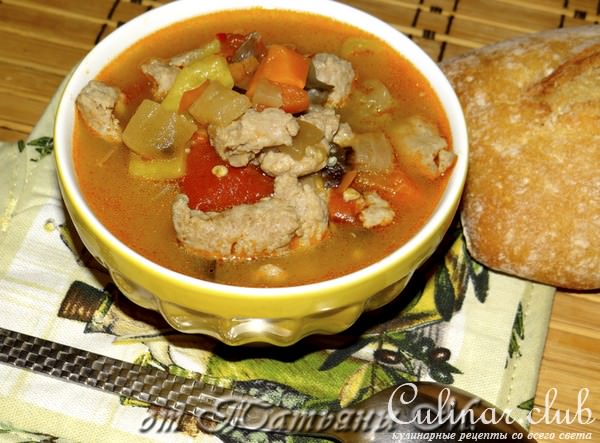 Подлива горчичная с фаршем и овощами (тест-драйв Vitek)