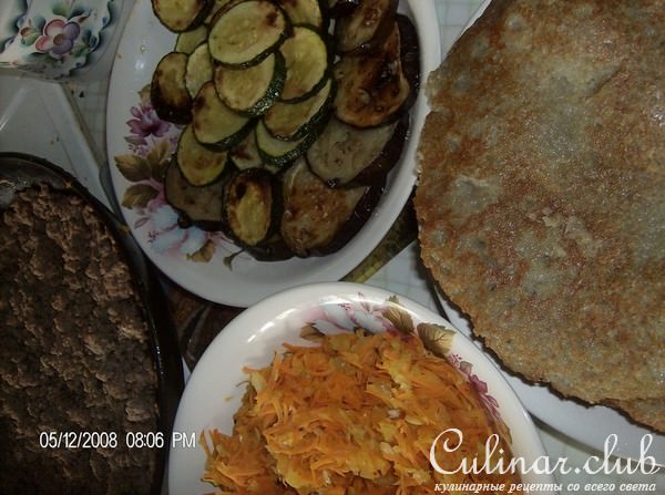 Картофельно-овощиной торт с мясом