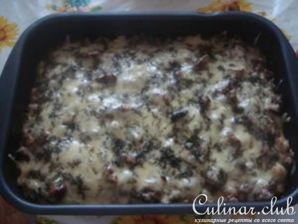 Запеканка из цветной капусты с грибами