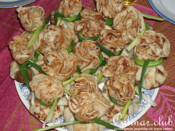 Блины "Грибной мешочек с курочкой"