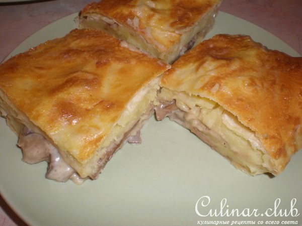 Пирог из лаваша с картофельно-сливочно-грибной начинкой