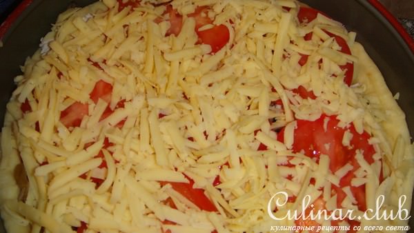 Пицца картофельная с курицей и грибами