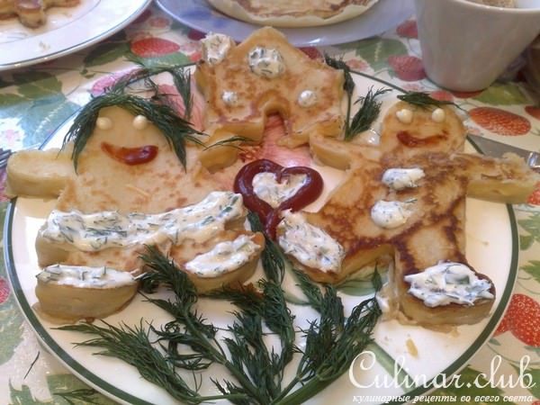 Блинные человечки с начинкой