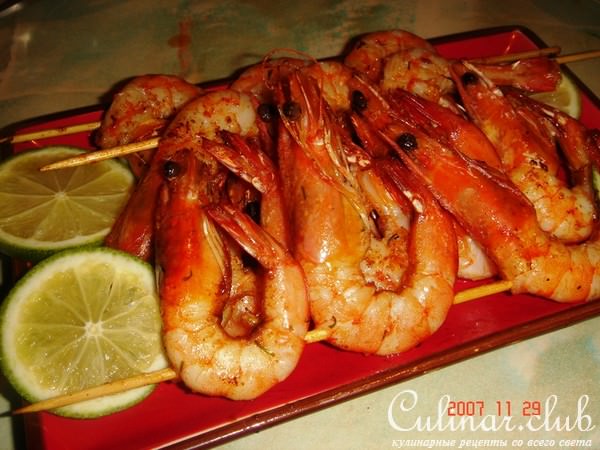 шашлычок из креветок