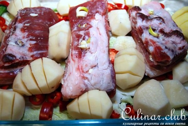 Почеревка запеченная, с картофелем по шведски