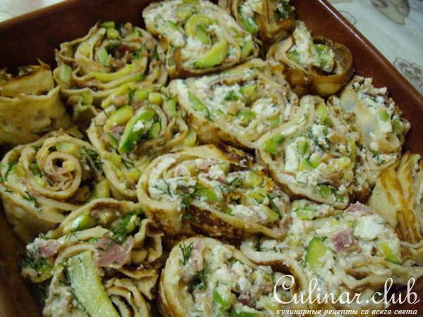 Крепес с сыром и кабачками.