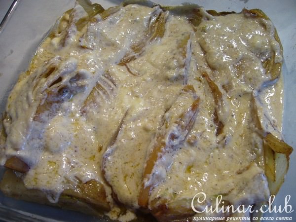 Карамелизированый фенхель под сырным соусом