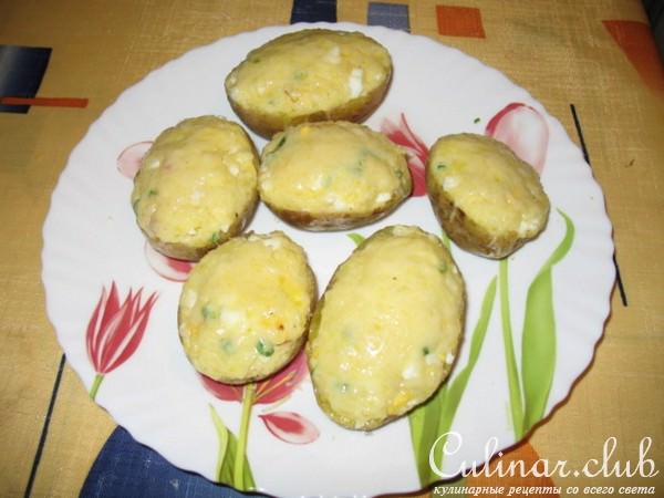 картофель,запеченый в СВЧ, с наполнителями