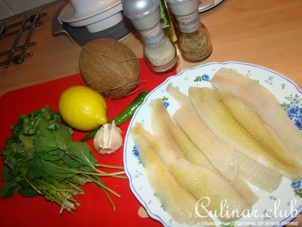 Морской язык в кокосовом чатни
