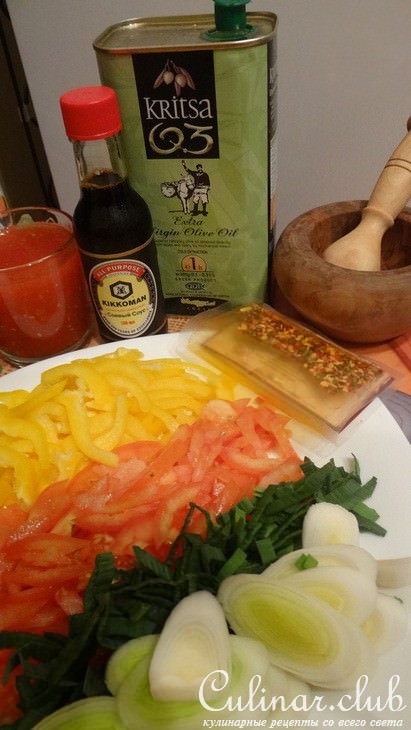 Подлива с морепродуктами из томатного сока и соуса Киккоман