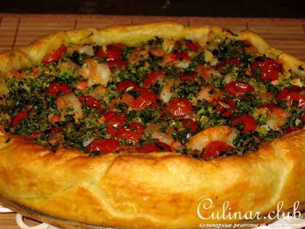 Тарт с креветками и помидорами-черри (Torta salata con gamberi e pomodorini)