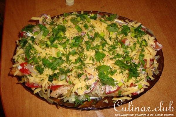 Кета под овощами
