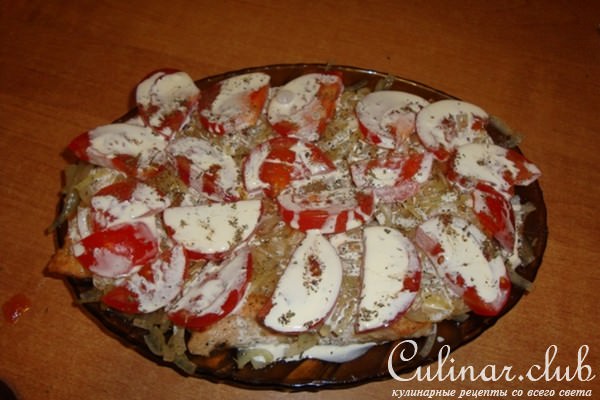 Кета под овощами