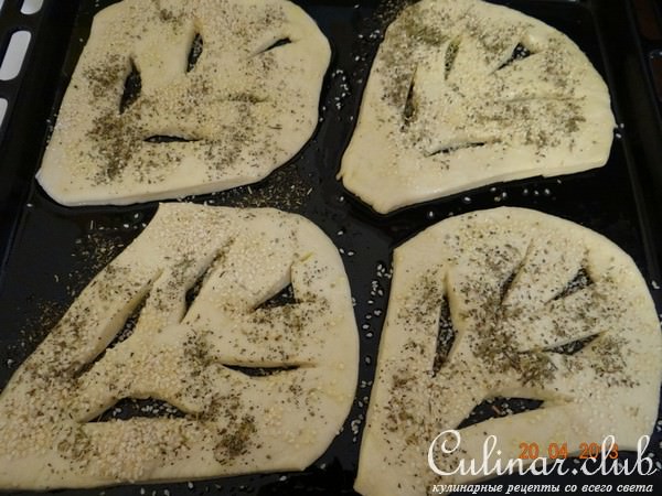 Fougasse (французский хлебец Фугасс) с кунжутом и прованскими травами