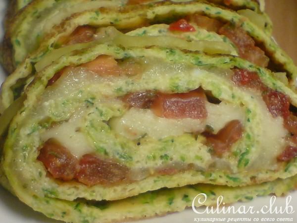 Рулет закусочный из цуккини,яиц и Моцареллы