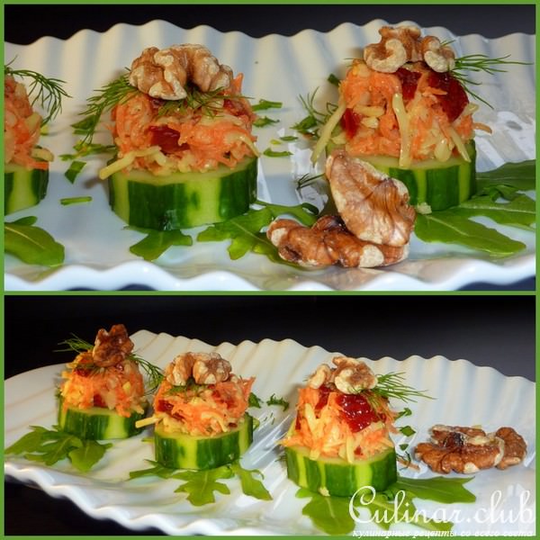КАНАПЕ-Закуска из моркови с сыром, вяленными помидорами и орехами...