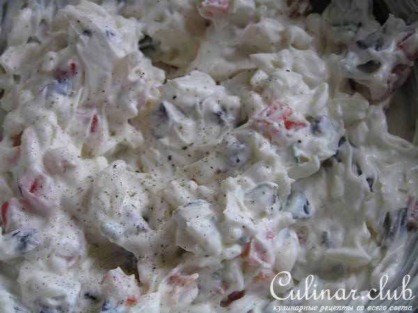 Картофельные эклеры с творожным сыром, рисом, овощами и зеленью