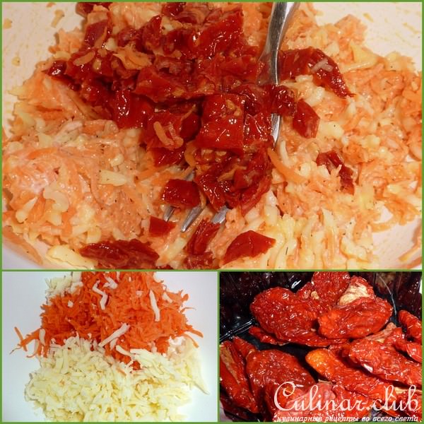 КАНАПЕ-Закуска из моркови с сыром, вяленными помидорами и орехами...