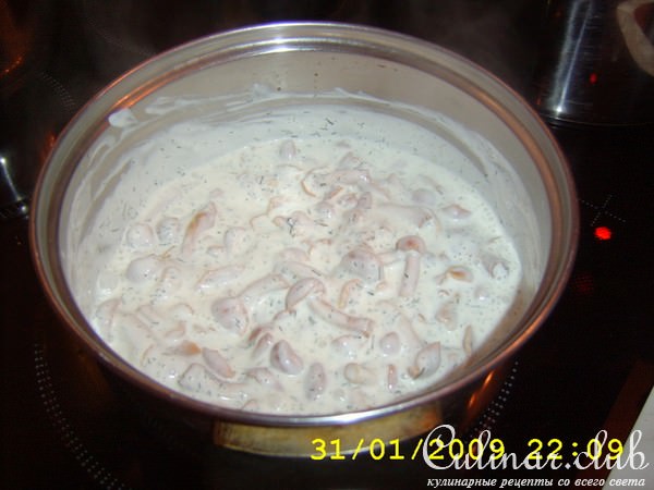 Маринованные опята в сметанном желе.