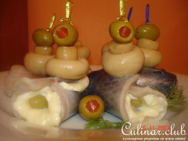 Закуска "Рулетики из сельди"