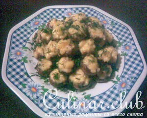 Шампиньоны фаршированные мясом криля