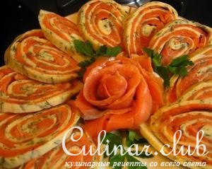 Рулет из семги с сыром