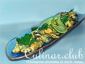 Мидии маринованные с белым вином