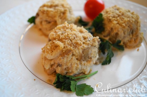 Салат с кальмарами и шампиньонами