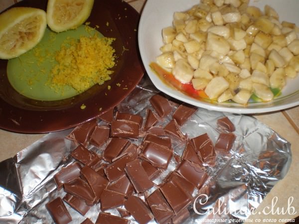 Кукурузный кекс с бананом и шоколадом