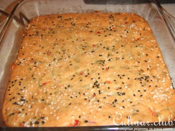 Сырный кекс с зеленью и болгарским перцем