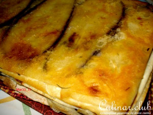 Пирог из лаваша с баклажанами