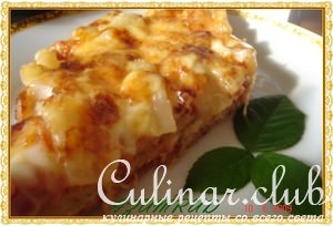 Пицца с ананасом и ветчиной