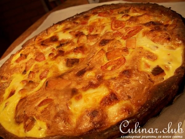 Киш с лососем, черри и моцареллой (масимально облегченный вариант)